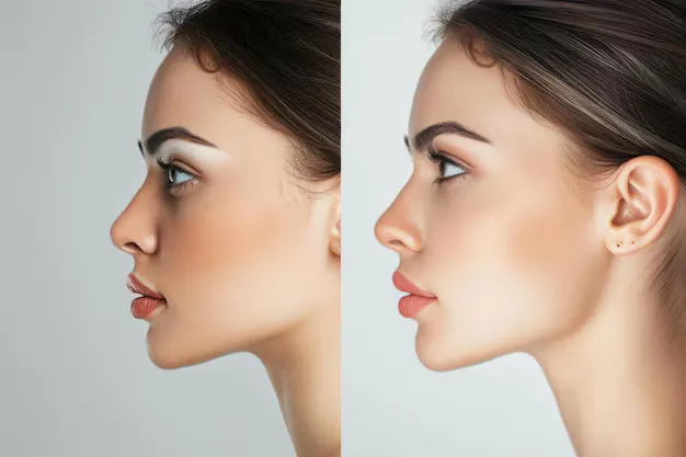 فيلر الذقن قبل وبعد يوضح الفرق في شكل الوجه بعد الحقن